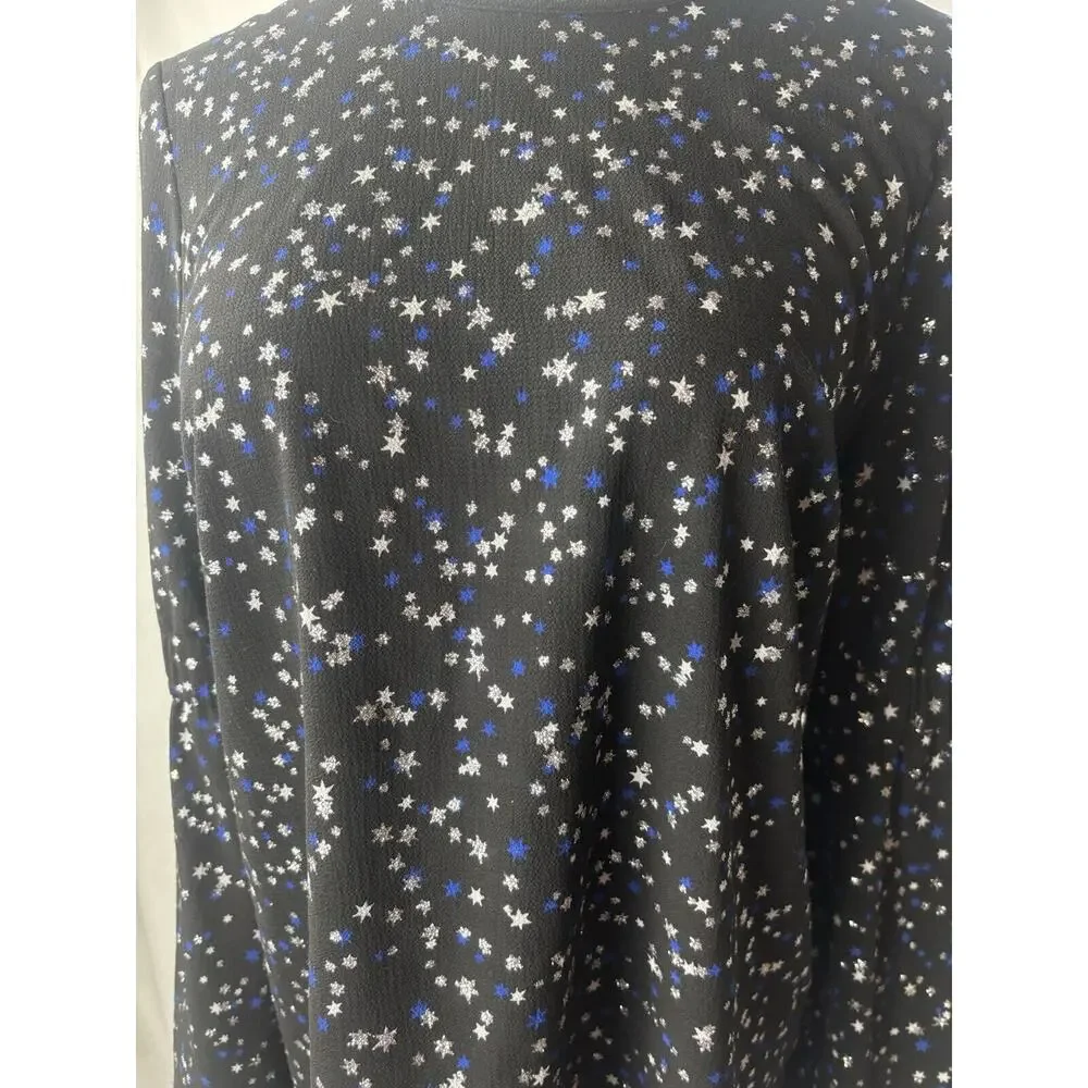 Michael Kors‎ Black celestial fairy Star Print Bell Sleeve Blouse Medium Sparkle
